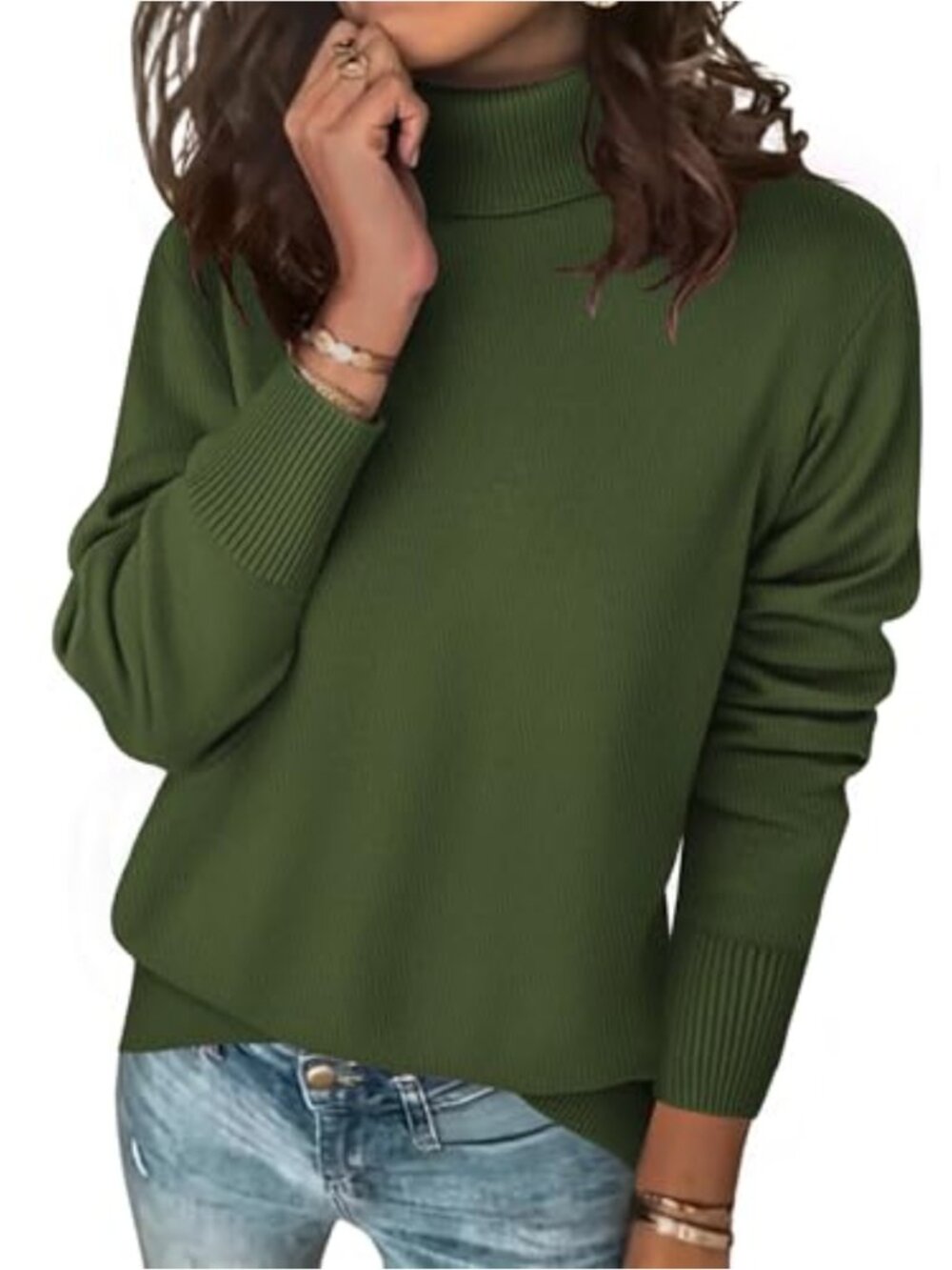 Women's Turtleneck Sweater Long Sleeve Knit Pullover Fall Winter